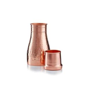 Copper Hammered 1L Water Carafe and Cup